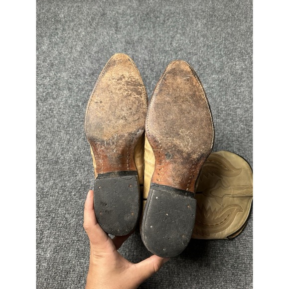 Mens Tony Lama Alligator‎ Belly Cowboy Boots Tan Leather 1980s, Size 8.5D main image 7